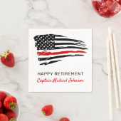 消防士の引退消防士の薄い赤いラインパーティー スタンダードカクテルナプキン (インサイチュ)