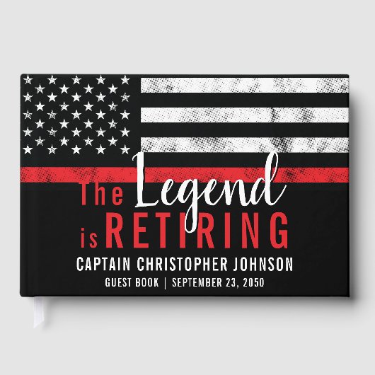 消防士の引退消防士の薄い赤い線のフラグ ゲストブック (正面)