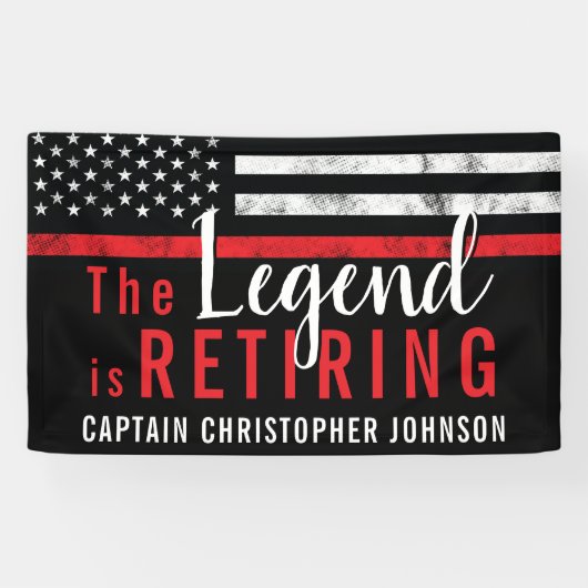 消防士の引退消防士の薄い赤い線のフラグ 横断幕 (横)