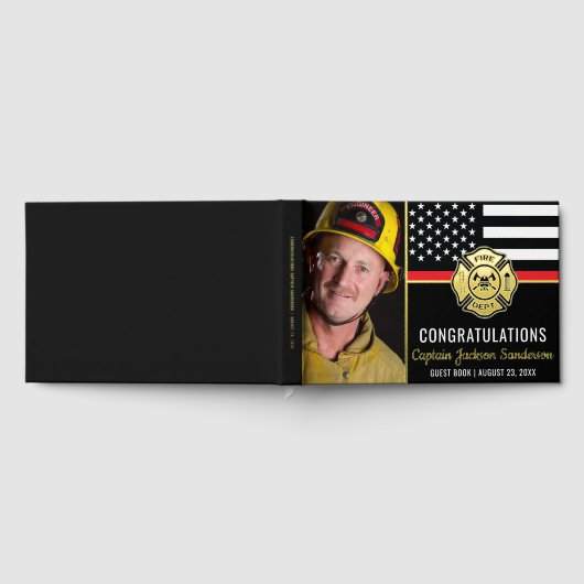 消防士の引退消防士の赤線の旗の写真 ゲストブック (全面)