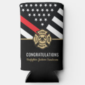 消防士の引退消防局旗 スリム缶クーラー (正面)