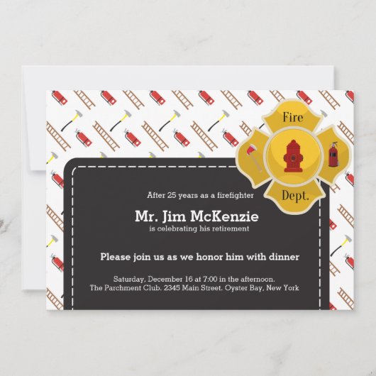 消防士の引退 招待状 (正面)