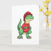 消防士の恐竜 フード付き カード (黄色い花)