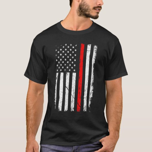 消防士の愛国的なアメリカ合衆国国旗の消防士のモミ Tシャツ (正面)