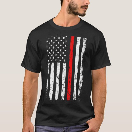 消防士の愛国的なアメリカ合衆国国旗の消防士のモミ Tシャツ (正面)
