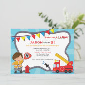 消防士の招待状/普通消防車の招待状のパーティー 招待状 (スタンド正面)