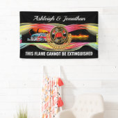 消防士の改訂結婚式招待状 横断幕 (インサイチュ)