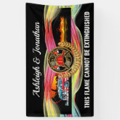 消防士の改訂結婚式招待状 横断幕 (縦)