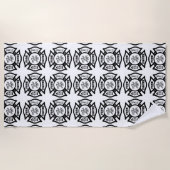 消防士の救助のロゴ ビーチタオル (正面)