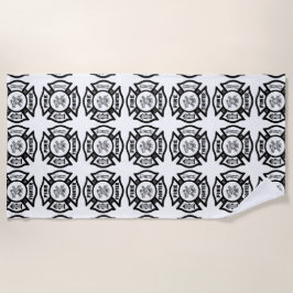 消防士の救助のロゴ ビーチタオル