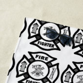 消防士の救助のロゴ ビーチタオル (インサイチュ)