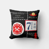 消防士の救助の火の男の子の誕生Statsの記念品 クッション (正面)