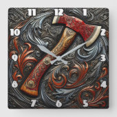 消防士の斧の複雑な技巧 スクエア壁時計 (正面)