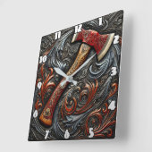 消防士の斧の複雑な技巧 スクエア壁時計 (傾斜)