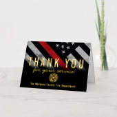 消防士の旗ファースト・レスポンダーありがとう 箔グリーティングカード (正面)