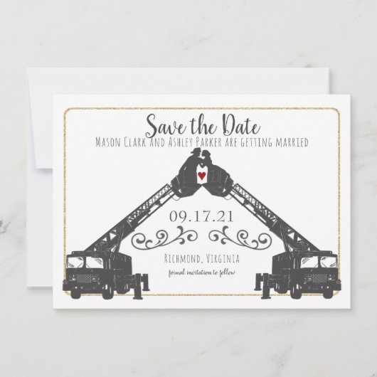 消防士の日付を写真で保存 招待状 (正面)