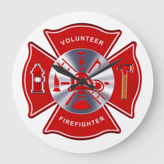 消防士の時計-ボランティア ラージ壁時計 (正面)