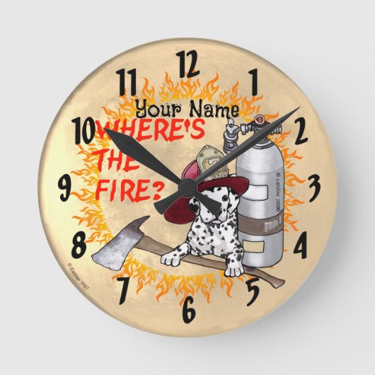 消防士の時計 Where's the Fire ラウンド壁時計 (正面)