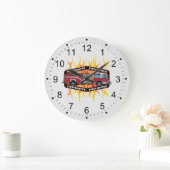 消防士の普通消防車 ラージ壁時計 (ホーム)
