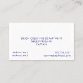 消防士の水彩画の米国旗のマルタ十字 名刺 (裏面)