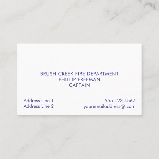消防士の水彩画の米国旗のマルタ十字 名刺 (裏面)