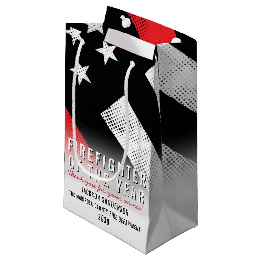 消防士の消防フラグ従業員の認識 スモールペーパーバッグ (正面アングル)