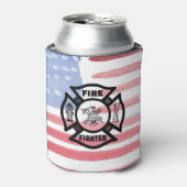 消防士の消防ロゴ 缶クーラー (缶正面)