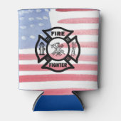 消防士の消防ロゴ 缶クーラー (正面)