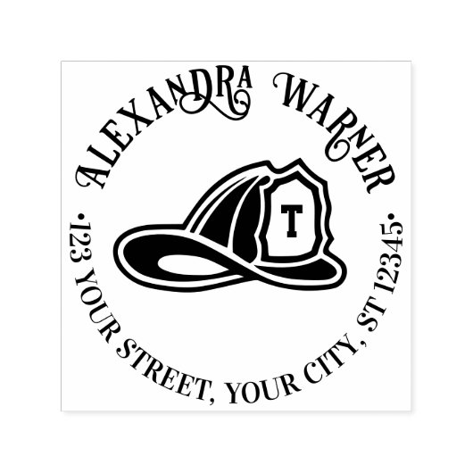 消防士の消防士ヘルメット名差出人住所 セルフインキングスタンプ (デザイン)