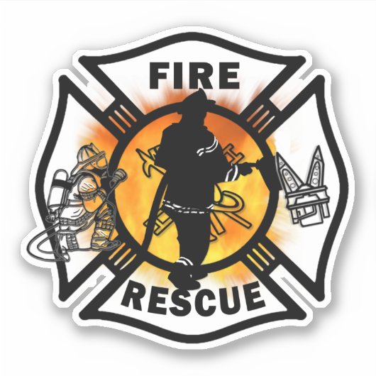 消防士の消防救助デカール シール (正面)