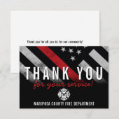 消防士の消防署フラグの最初の応答者 サンキューカード (正面/裏面)