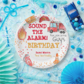 消防士の消防車の子供の誕生日紙プレート ペーパープレート (パーティー)