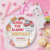 消防士の消防車の子供の誕生日紙プレート ペーパープレート (パーティー)