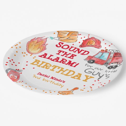 消防士の消防車の子供の誕生日紙プレート ペーパープレート (アングル)