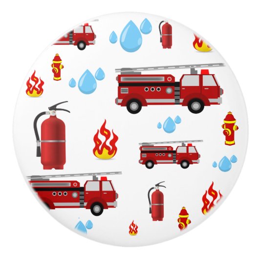 消防士の消防車の消防車の子供たち セラミックノブ (正面)