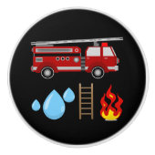 消防士の消防車の消防車の子供たち セラミックノブ (正面)