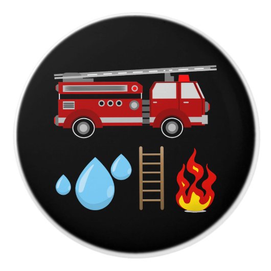 消防士の消防車の消防車の子供たち セラミックノブ (正面)