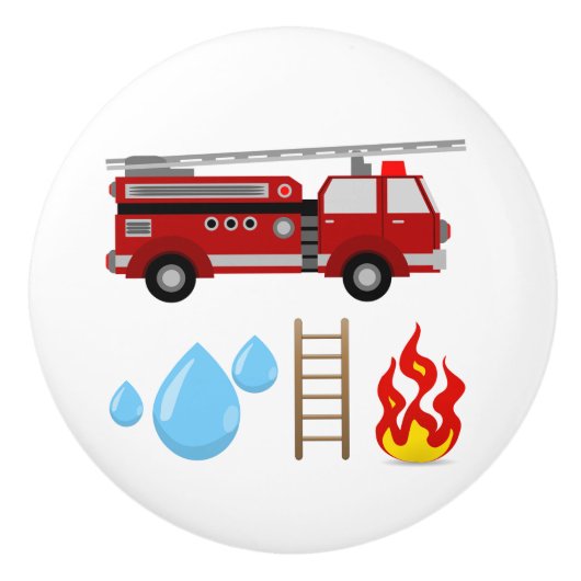 消防士の消防車の消防車の子供たち セラミックノブ (正面)