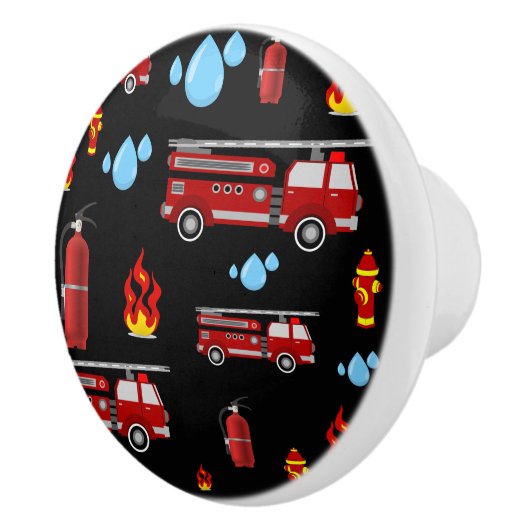 消防士の消防車の消防車の子供たち セラミックノブ (右)