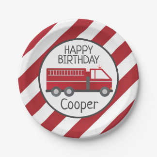 消防士の消防車の紙プレート誕生日 ペーパープレート