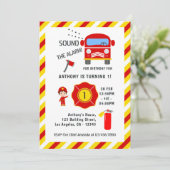 消防士の消防車の誕生日パーティー 招待状 (スタンド正面)