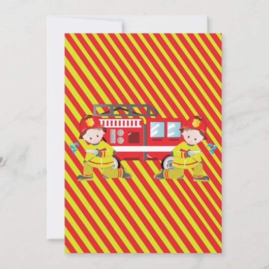 消防士の消防車の黒板バースデーパーティー 招待状 (裏面)
