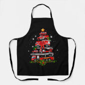 消防士の消防車クリスマスツリーライトサンタ エプロン (正面)