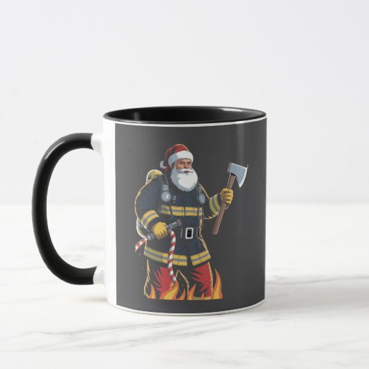 消防士の消防車 クリスマスツリー サンタ クリスマス マグカップ (左)