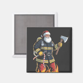 消防士の消防車 クリスマスツリー サンタ Xmas マグネット (正面/裏面)