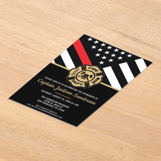 消防士の消防 アクリル招待状 (レイダウン)