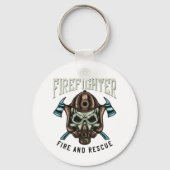 消防士の火と救助キーチェーン キーホルダー (正面)