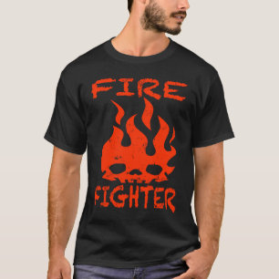 消防士の火災顔火の炎の消防士Fi Tシャツ