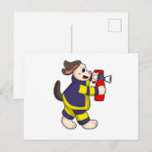 消防士の犬と消火器 ポストカード (正面/裏面)