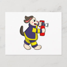 消防士の犬と消火器 ポストカード